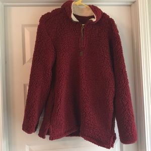 Maroon Girlie Girl Sherpa Pullover